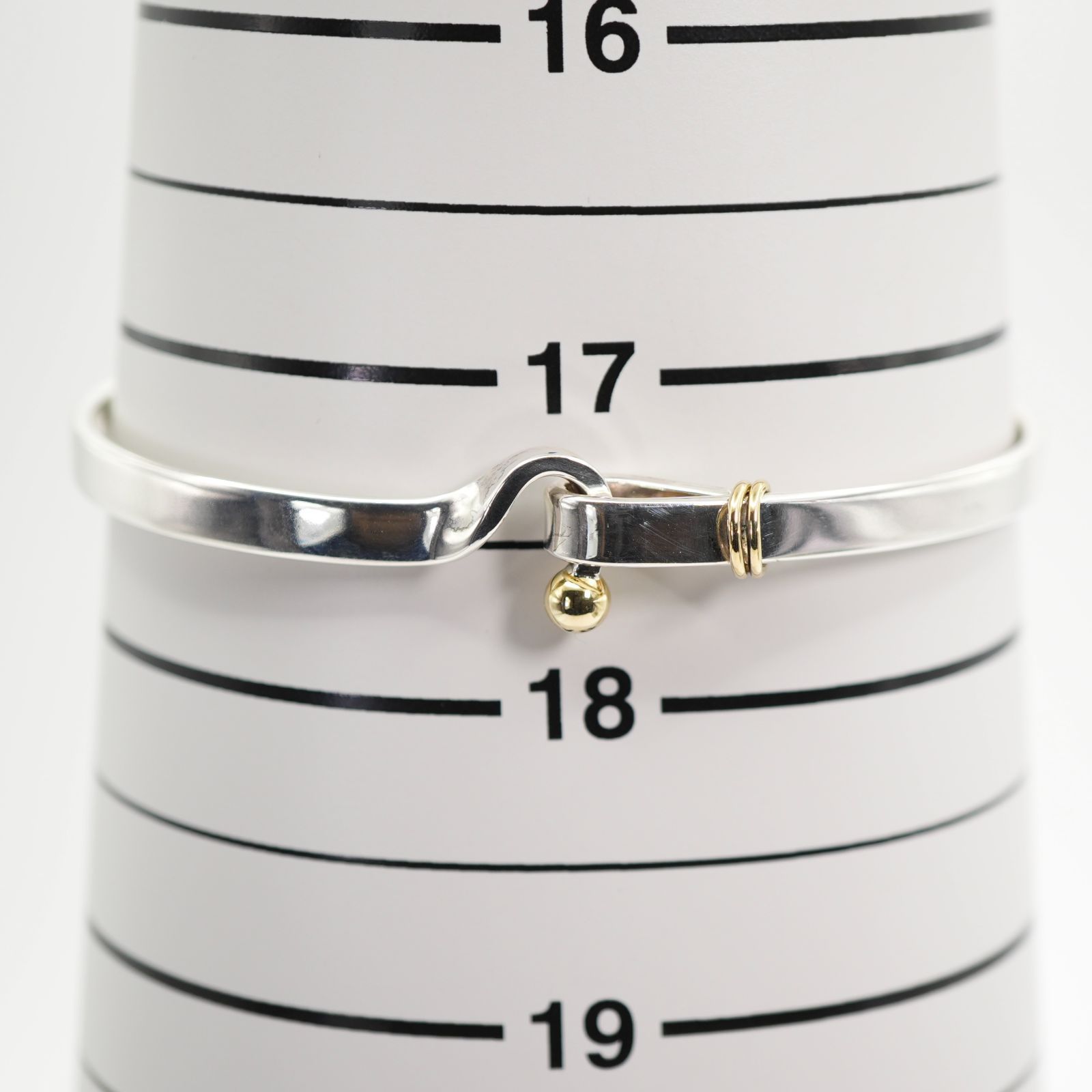 極美品 ティファニー フックアンドアイ コンビ バングル/25-2362