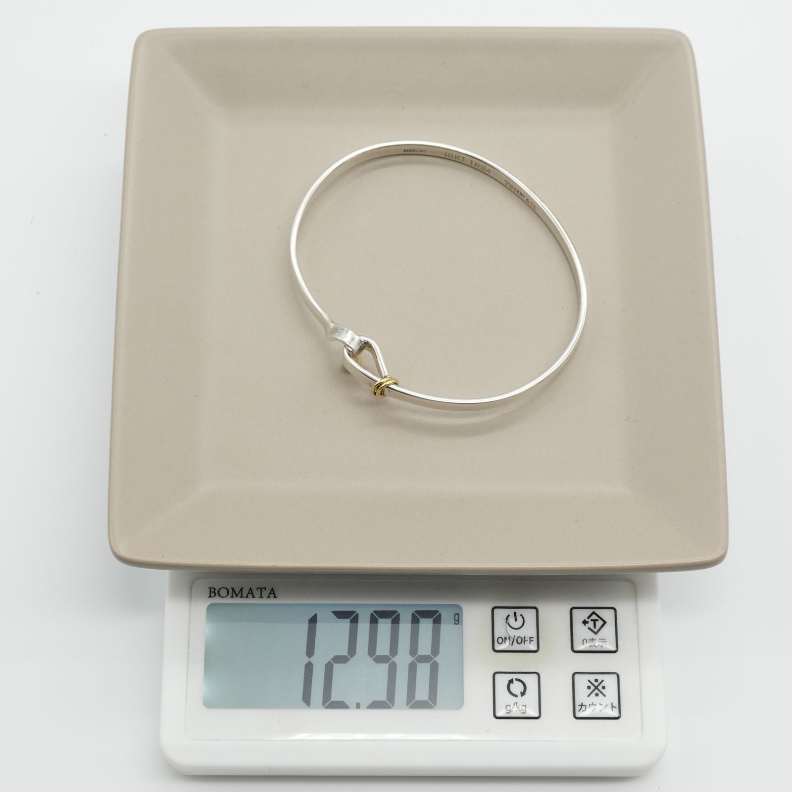 極美品 ティファニー フックアンドアイ コンビ バングル/25-2362