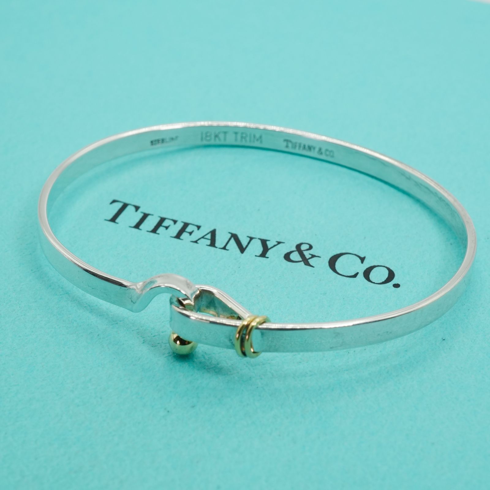 極美品 ティファニー フックアンドアイ コンビ バングル/25-2362