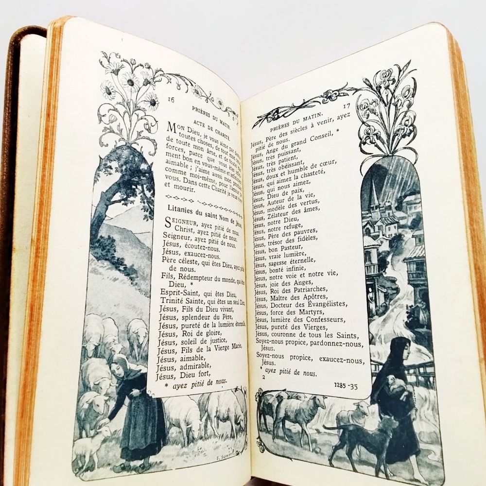 祈祷書 ミセル ベルギー 1936年 革装 聖ベルナデッタ ルルド 挿画入