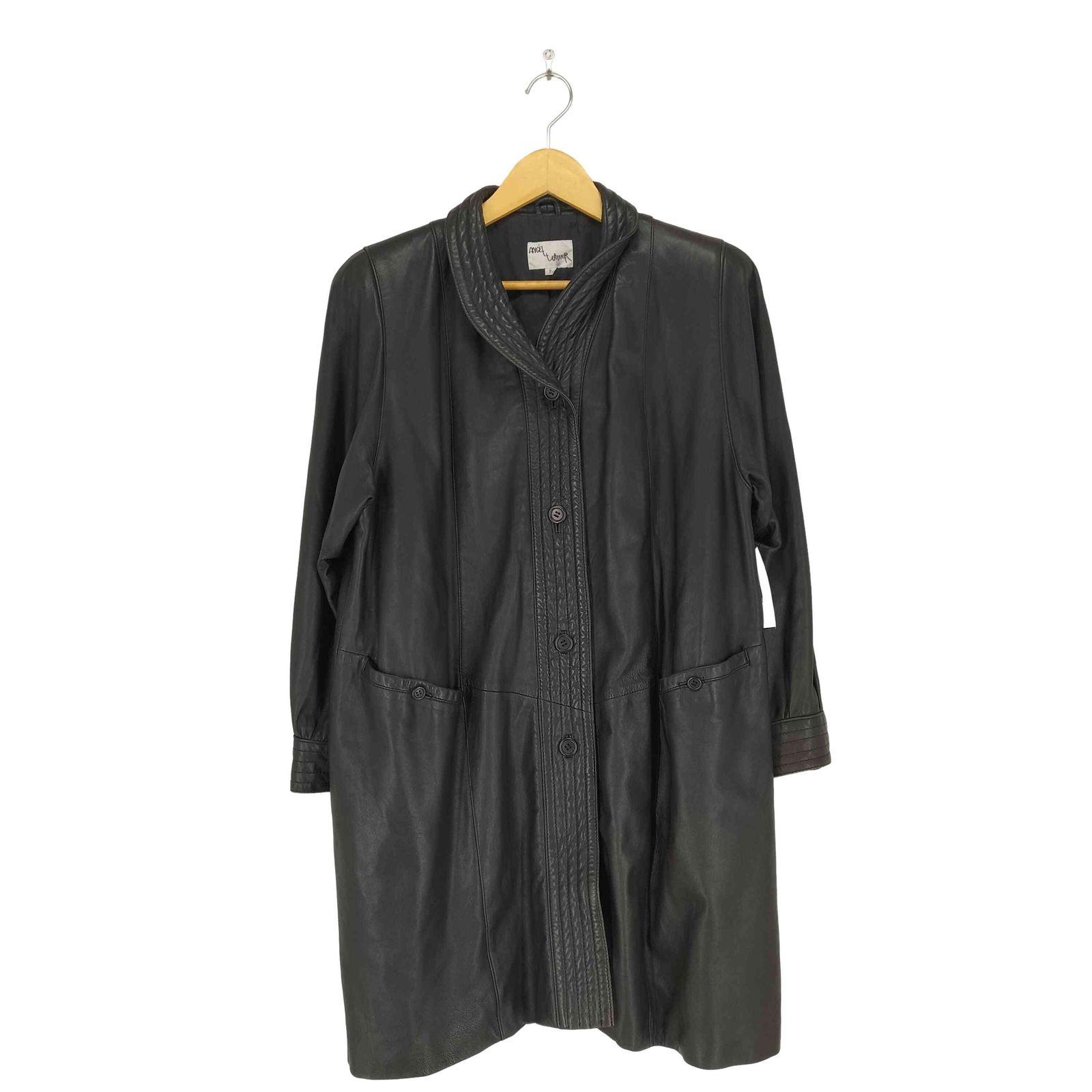 ユーズドフルギ 古着 ANGEL LEATHER real リアルレザーロングコート レディース F