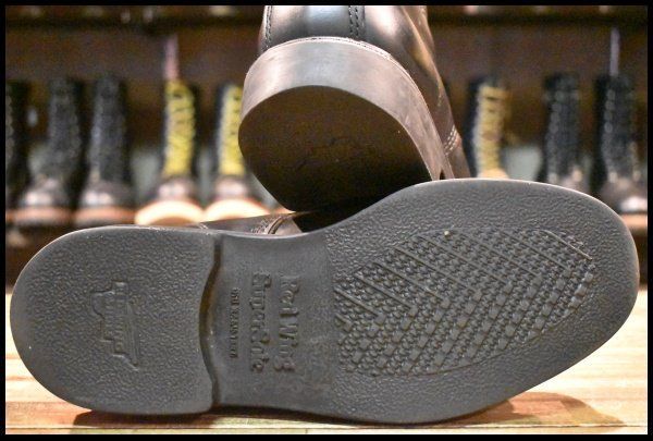  8.5 E 羽タグ 98年 レッドウィング 8133 スーパーソール 黒 ブラッククローム モックトゥ レースアップ ブーツ redwing FL 498 ワークブーツ ブーツ 革靴