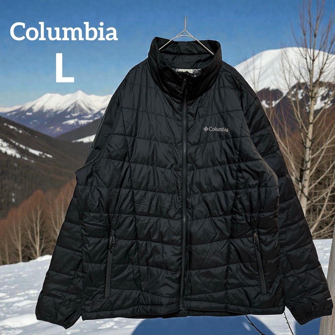 コロンビア Columbia OMNI-HEAT オムニヒート 中綿ジャケット インターチェンジ対応 L 実寸XL相当 ブラック アルミ裏地 保温 防寒 アウトドア スキー スノボ 登山 タウンユース メンズ ゆったり 大きめサイズ