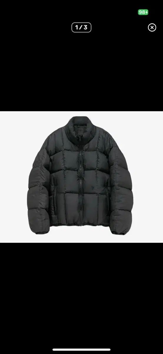 ポリテル パッチド ジップダウン パファー ダウン チャコール