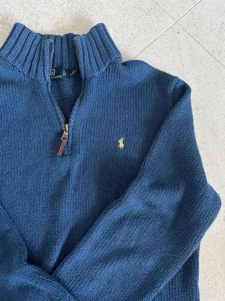 ポロ ラルフローレン ニット ブルー ジップアップ セーター