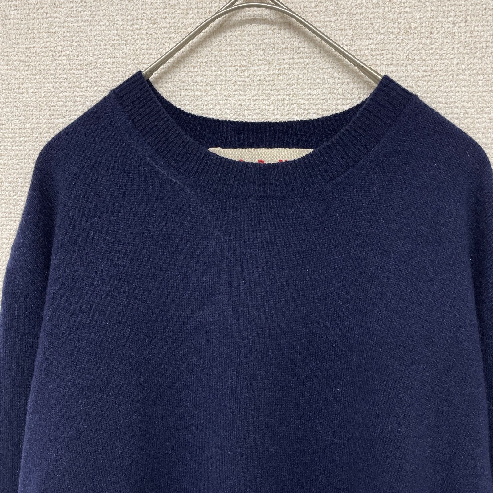 MARNI マルニ ニットトップス ロゴ刺繍 クルーネック スリット 