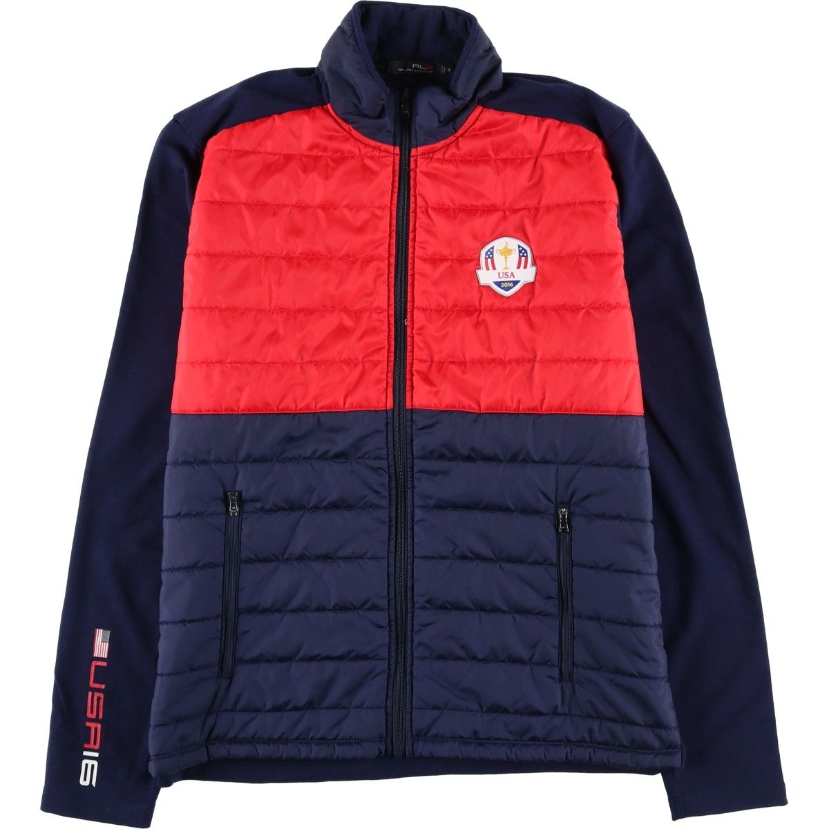 RLX アールエルエックス　切替　中綿入り　ジャケット　ブルゾン　メンズ　L 紺 RLX Ralph Lauren (アールエルエックスラルフローレン) ニット切り替え