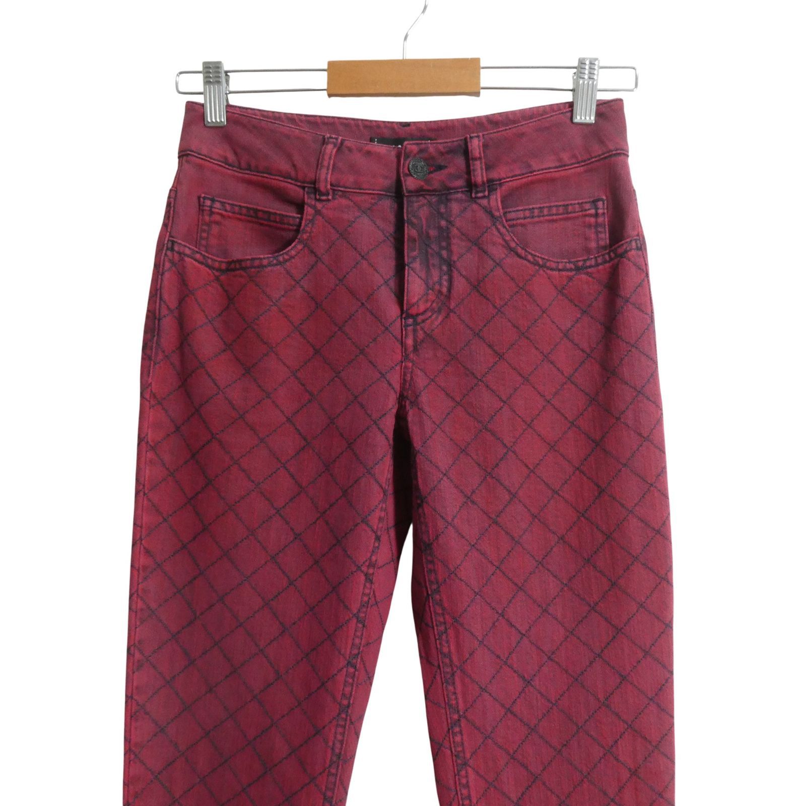 CHANELサイズ34専用出品 美品 CHANEL シャネル サイズ34 マトラッセ キルティング デニムパンツ