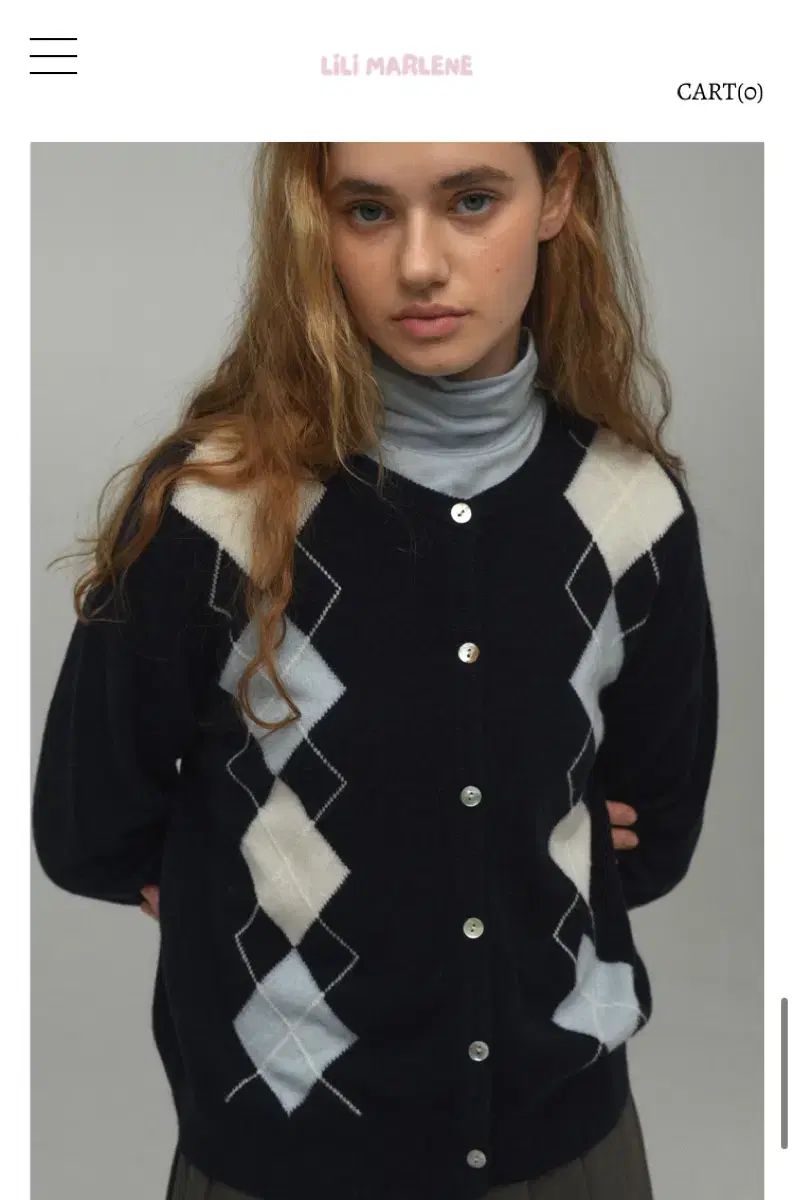 リリーマリーリン ネイビー アーガイル カーディガン