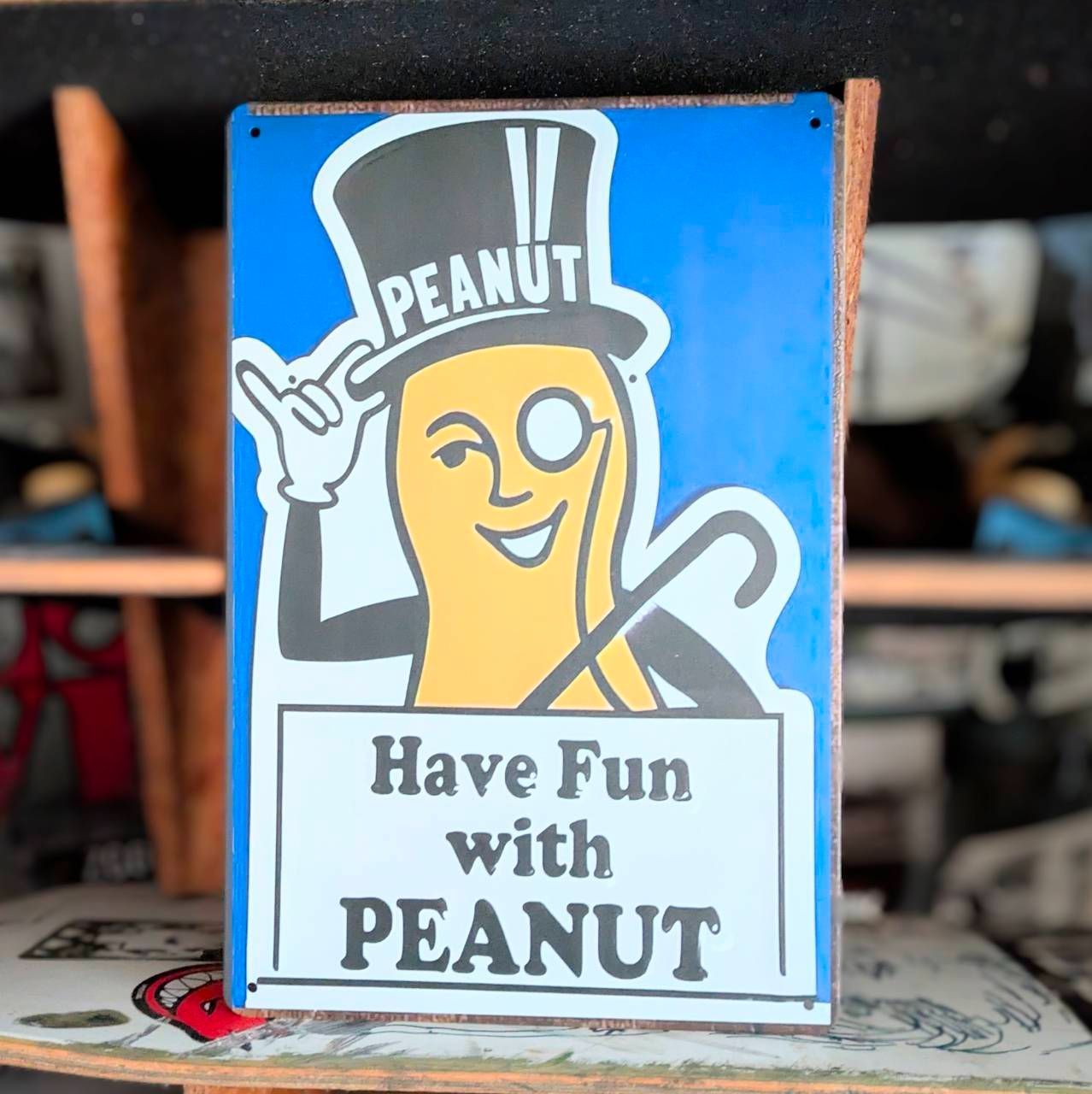 デッド未使用【1993年】✨ヴィンテージ ミスターピーナッツ✨メタル 看板バナー デッド未使用【1993年】✨ヴィンテージ ミスターピーナッツ✨メタル