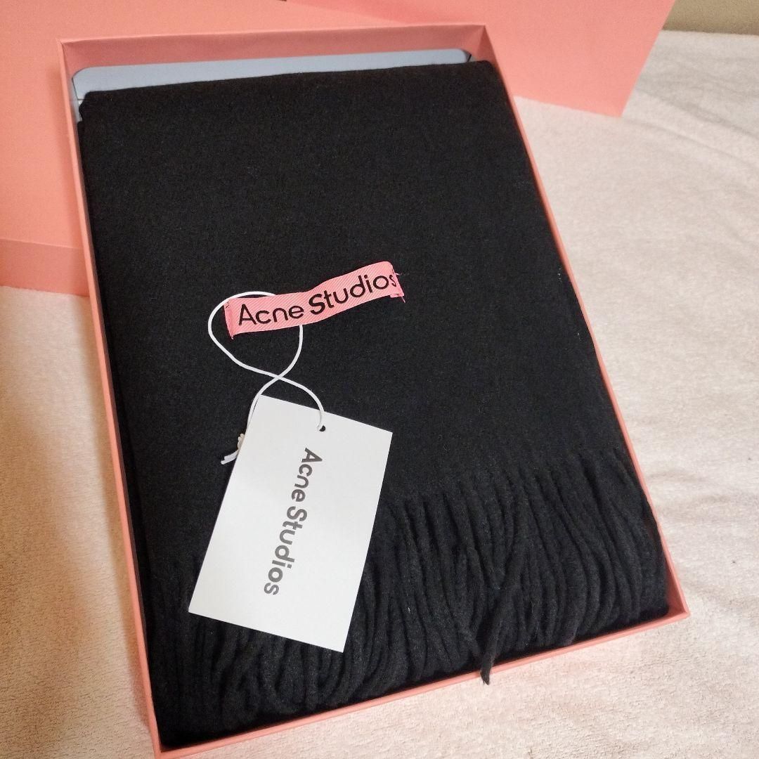 ブラック 男女兼用 Acne Studios マフラー フリンジスカーフ