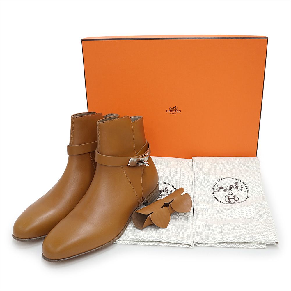 エルメス ショートブーツ ネオ ナチュラル ブラウン 茶色 シューズ 靴