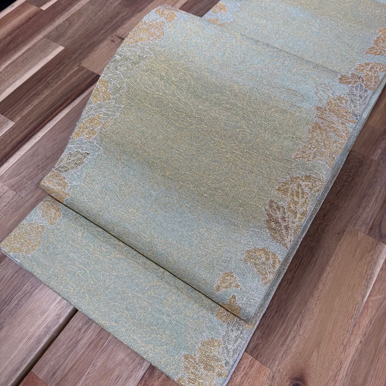 桝屋高尾 ねん金綴錦 西陣織全通両面袋帯 木の葉献上文 段霞文 超 お仕立て上がり たれに桝屋高尾の織り込み有り 訪問着 付け下げ 色無地にどうぞ