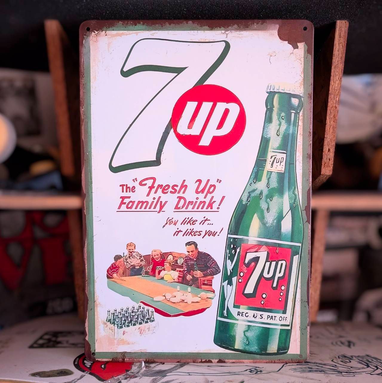 送料無料！ちょうどいいブリキ看板 【 7UP ( セブンアップ ) 】 METAL