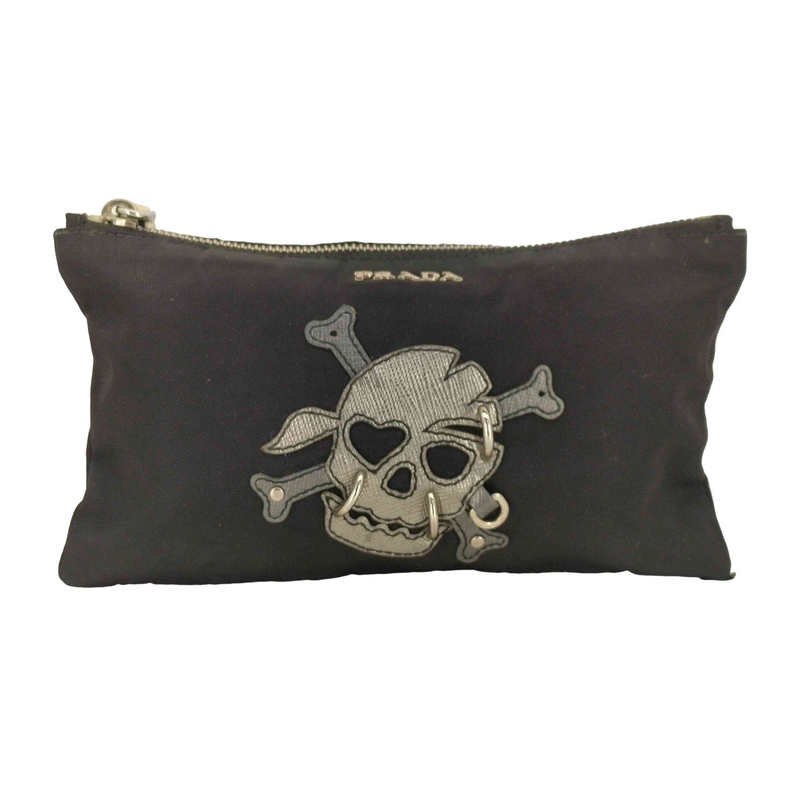 プラダ PRADA TESSUTO SKULL POUCH テスート ナイロン スカル ポーチ レディース 表記無