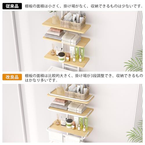 迅速に発送 LunarLight ランドリーラック 幅60 cm奥行き27高さ203?280 cm 棚板8段階高さ調節 掛け場3段階長さ調節 防水パン対応 フェルト付き 洗濯機ラック 突っ張り式 省スペース スリム シャワールーム収納 組み立て bf 58033 a その他 キッチン 食器 キッチン 日用品 その他