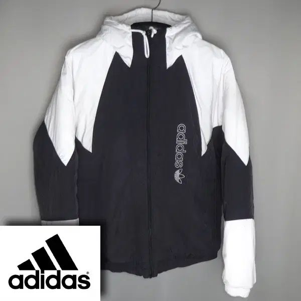 アディダス|メンズ100-105|オーバーサイズアディカラー軽量ダウンフーデッドジャケットアウター|ヴィンテージ155
