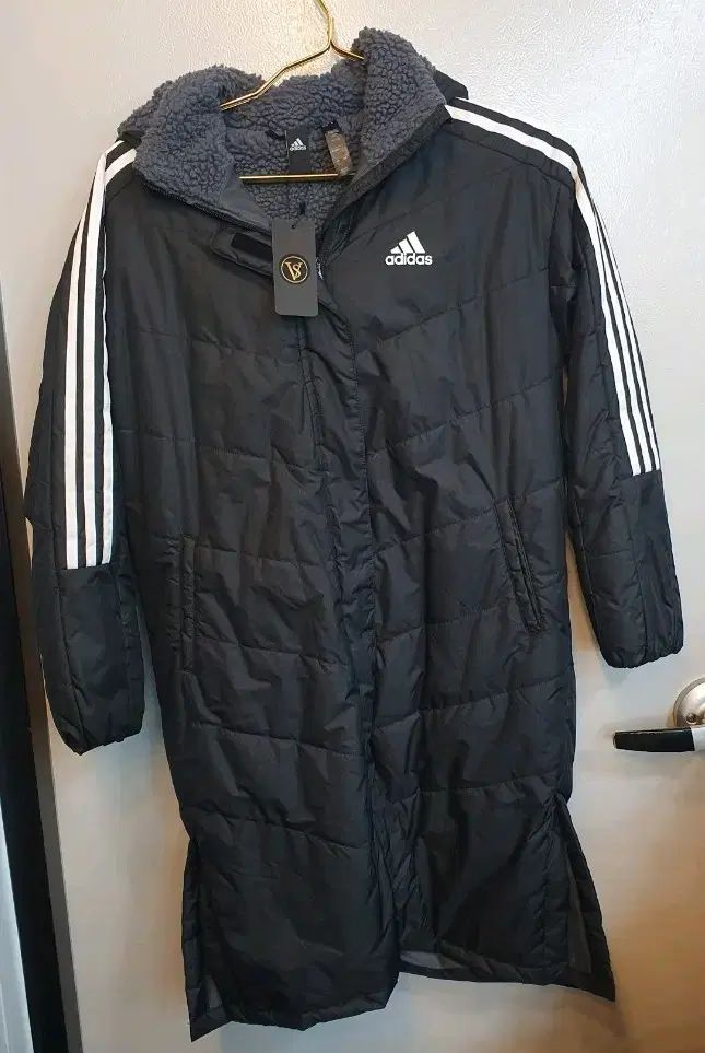 アディダス 3本線 ロング丈ダウンジャケット ブラック 150