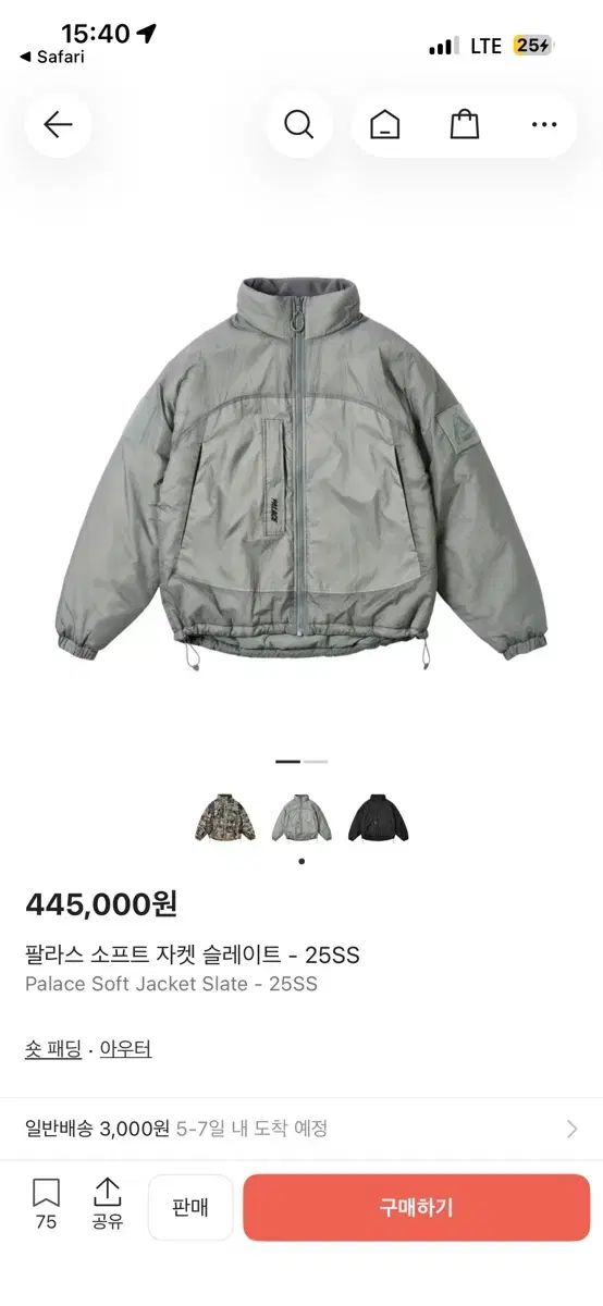 PALACE パレス ソフト ショートダウン ジャケット スレート