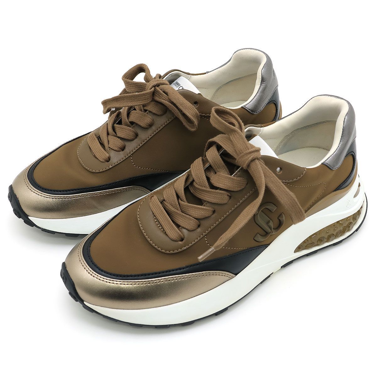 JIMMY CHOO ジミーチュウ MEMPHIS メンフィス ローカット スニーカー 39 カーキ グリーン系 Aランク カジュアル ブランドスニーカー