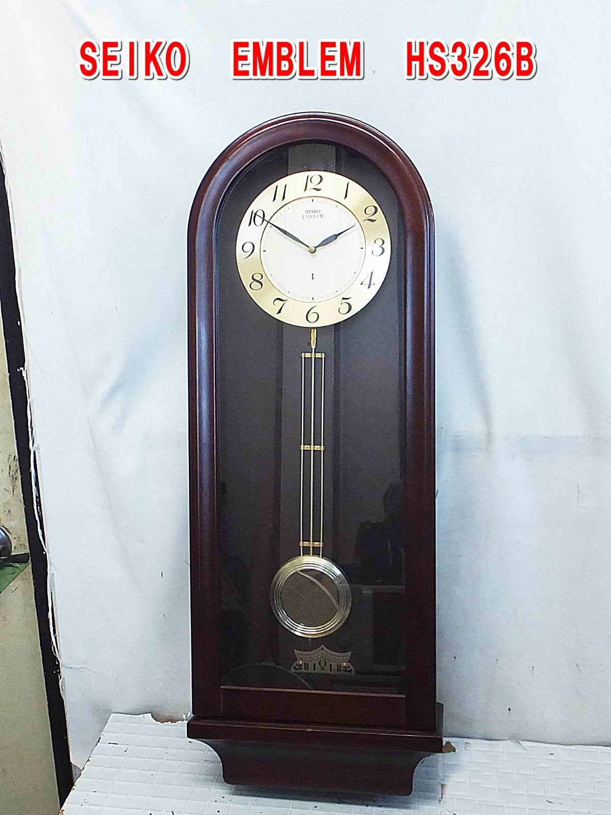 R 759 SEIKO EMBLEM HS 326 B セイコー エンブレム 振り子 柱時計 |15