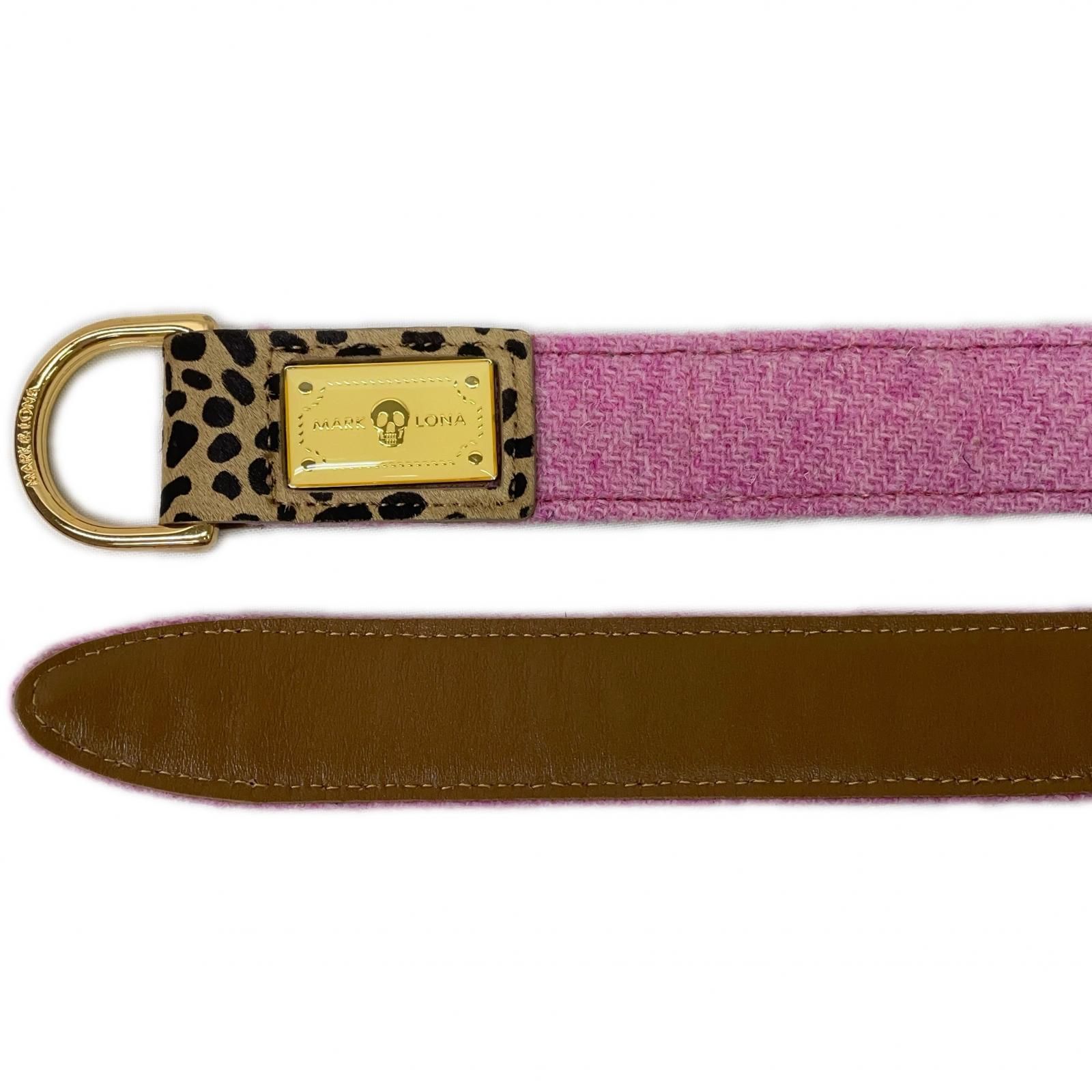マークアンドロナ MARK&LONA ベルト ピンク×レオパード柄 人気 ハリス