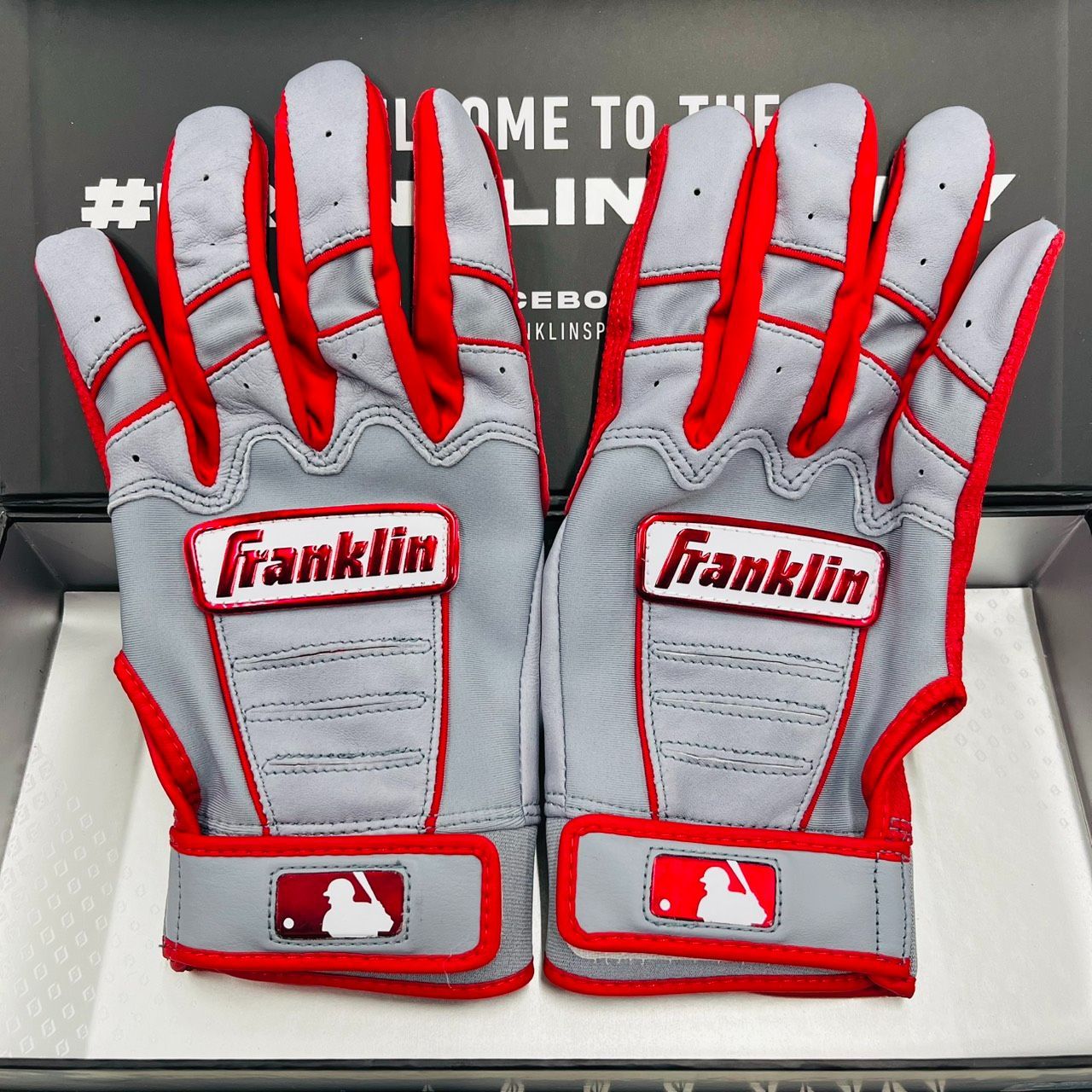 かっこいいカラー Franklin フランクリン オリジナルオーダーモデル 9 バッティング手袋 バッティンググローブ S|M|L 野球 グレー レッド 当店オリジナル