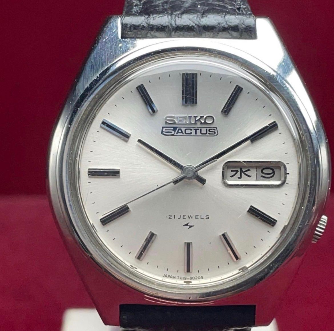 1979年製 SEIKO 5 ACTUS 自動巻 日本製 シルバー文字盤 ヴィンテージ アンティーク セイコー 70 s デイデイト 稼働品 腕時計