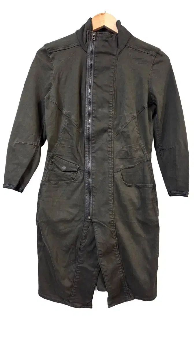 G-STARカーキ色 ロング マウンテンパーカー アウター スタイル スカート S ストレッチ