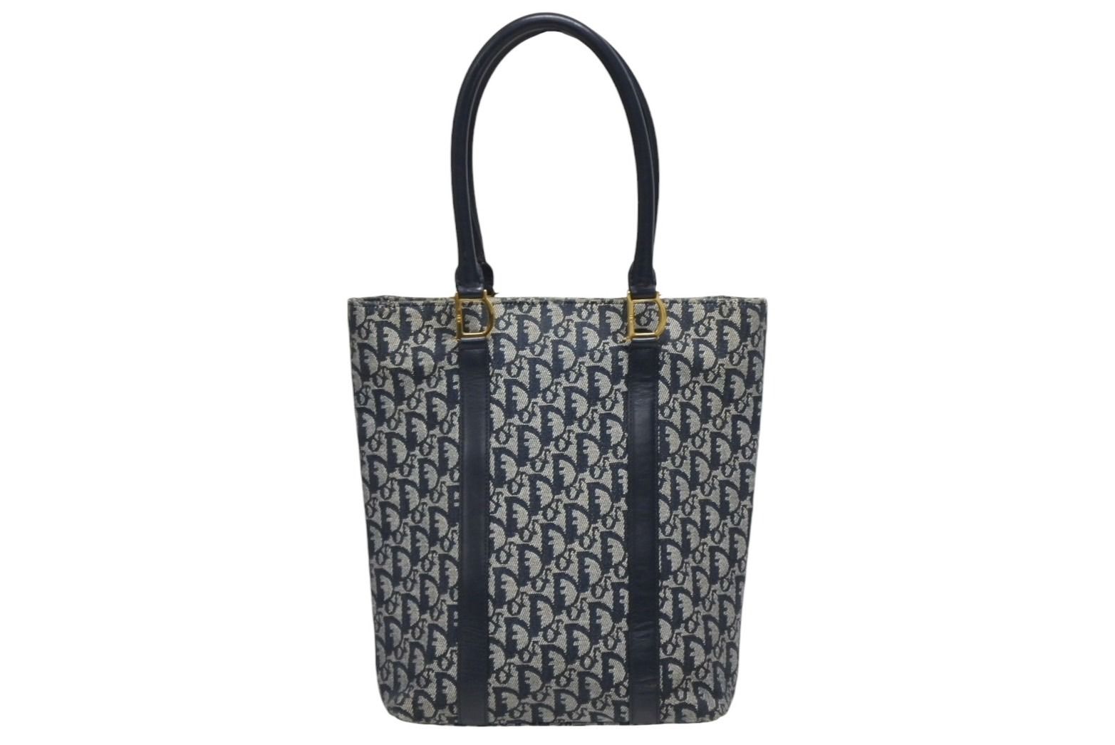 Christian Dior クリスチャンディオール トロッター ハンドバッグ B 0 C 0092 ネイビー ガリアーノ期 4 011253