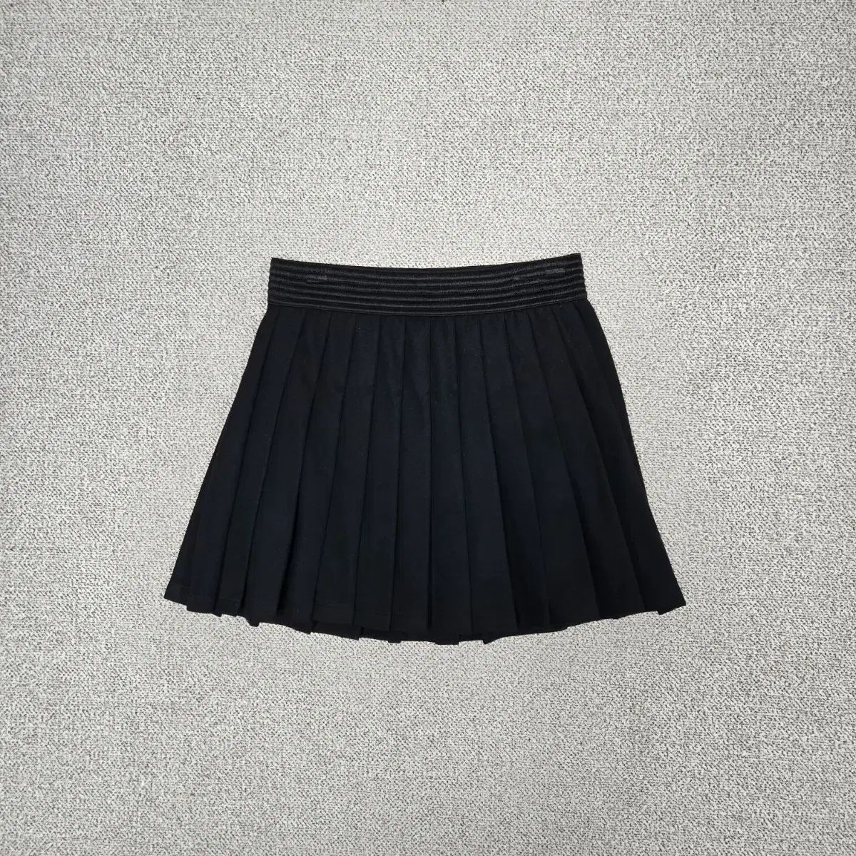 0032 엠픽 ブラック 起毛 プリーツ ミニ スカート