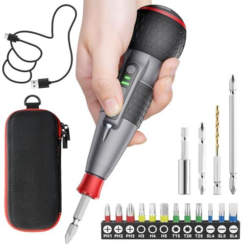 電動ドライバー 小型 2025新登場 鬼トルク 軸ブレなし 電動6 N.m 手動15 強力 16点ビット付き 収納ケース付き USB-C充電式 高輝度LEDライト 軽量 DIY 操作簡単 女性|初心者対応 プレゼン 51 bce 7 b