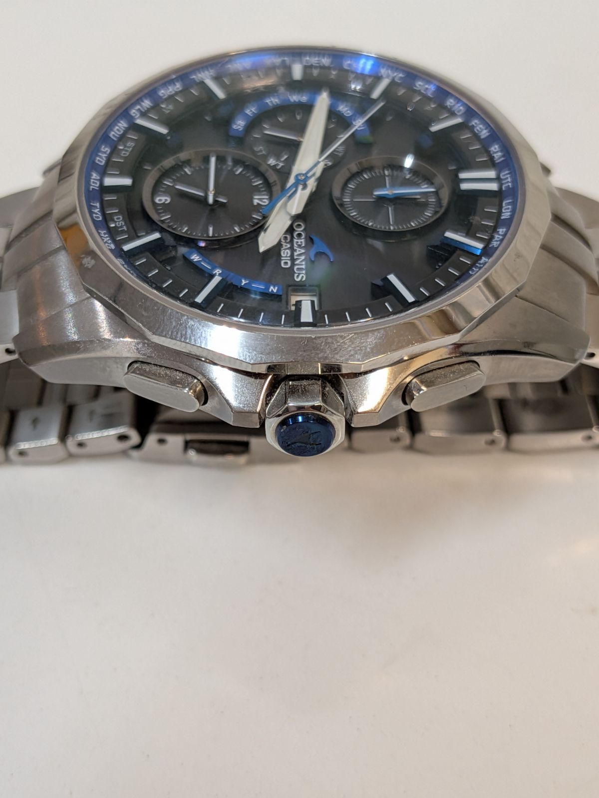  稼働品 CASIO 腕時計 オシアナス マンタ OCW‐S 3000 ソーラー電波 カシオ 金属ベルト 時計