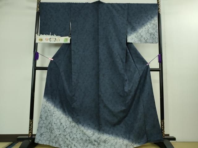 平和屋着物● 上 結城紬 訪問着 舞花シルエット 証紙付き kh 6