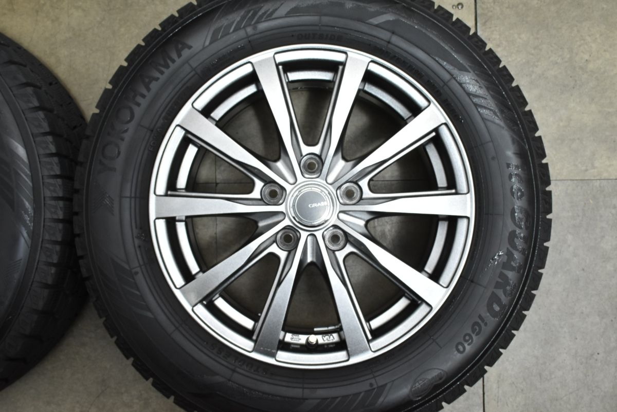  バリ溝 GRASS 16 in 6.5 J 45 PCD 114.3 2025年製 ヨコハマ アイスガード iG 60 205|65 R ヤリスクロス 70 カムリ C 28 セレナ 16インチ タイヤ ホイールセット