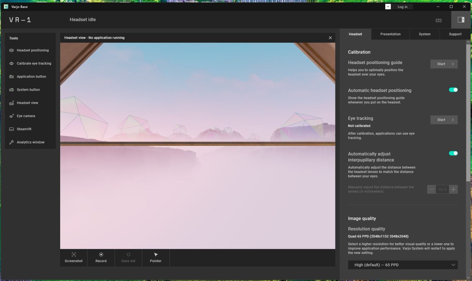 業務用VRヘッドセット｜高精細HMD｜ベースソフト起動