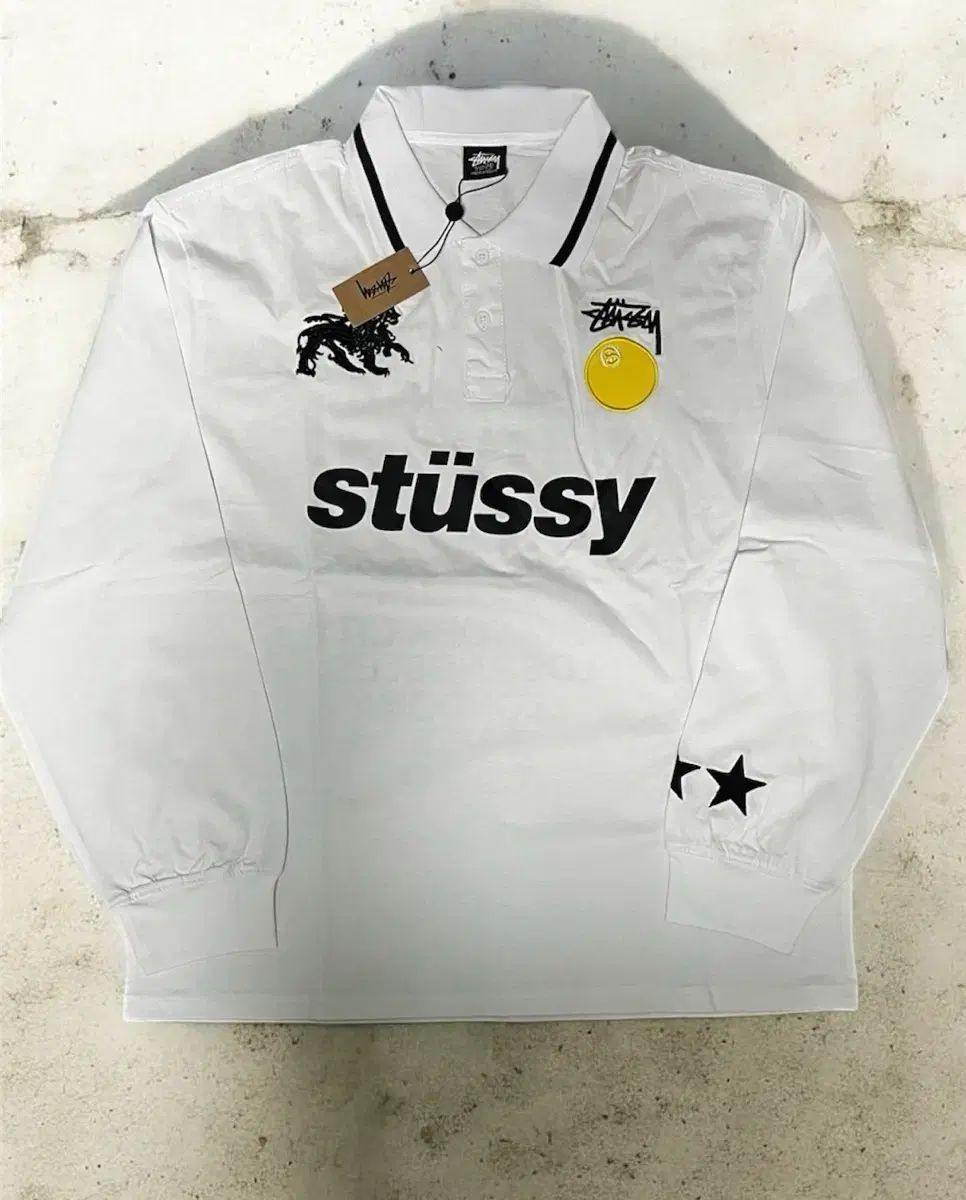 STUSSY 白 ロングスリーブ ポロTシャツ