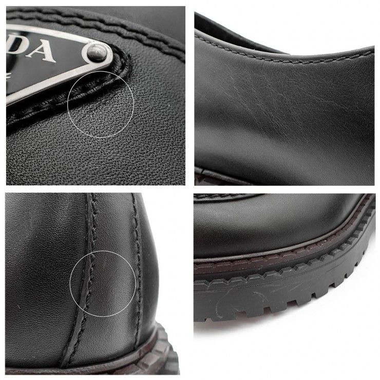  PRADA プラダ レザー ローファー トライアングルロゴ 2 DE 148 ヴィッテロ NERO ブラック メンズ ローファー ブーツ 革靴