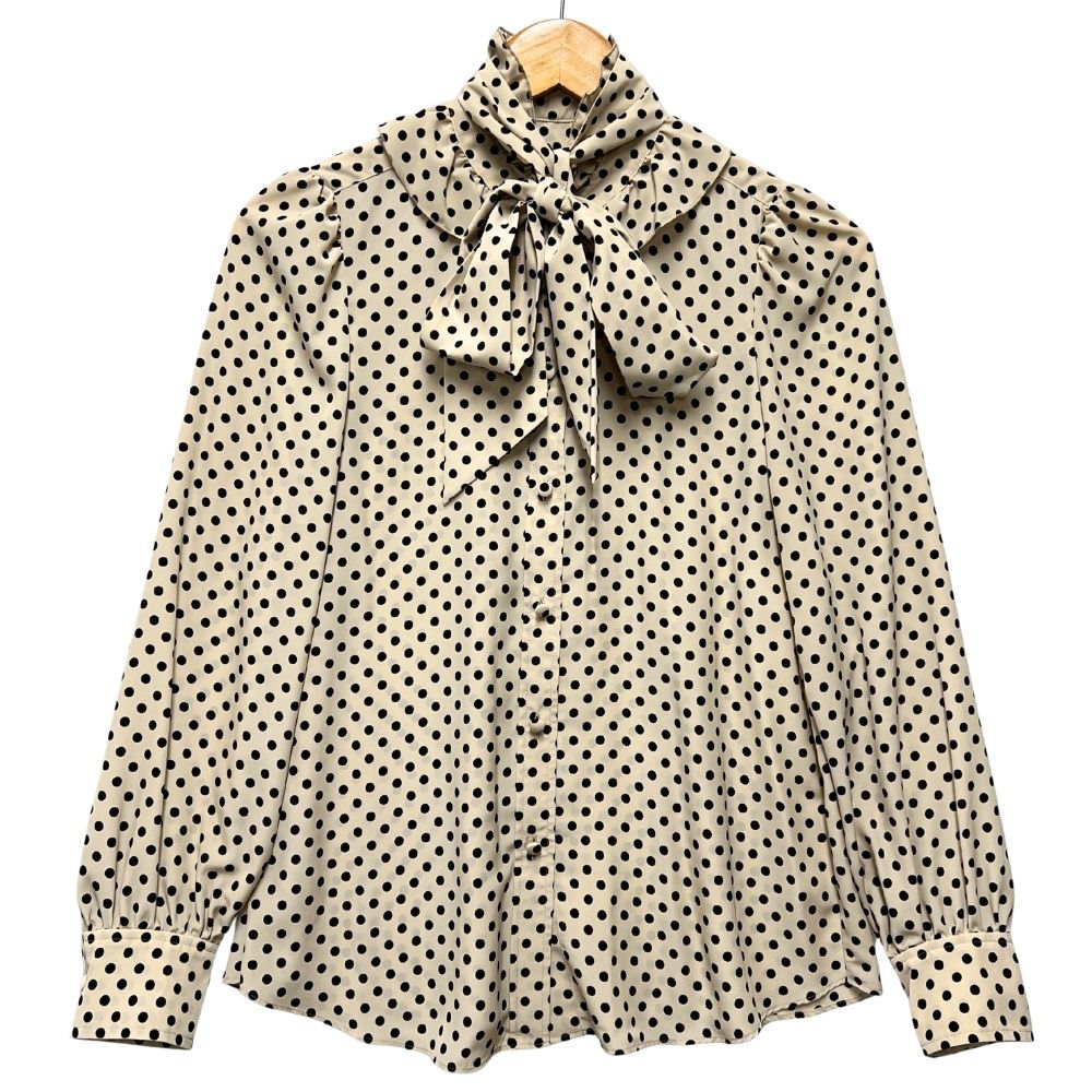 LOULOU ルルウィルビー 品番 212510-13-190-12-020 デシンドットフリルボウタイブラウス ベージュ サイズ2 | 53475