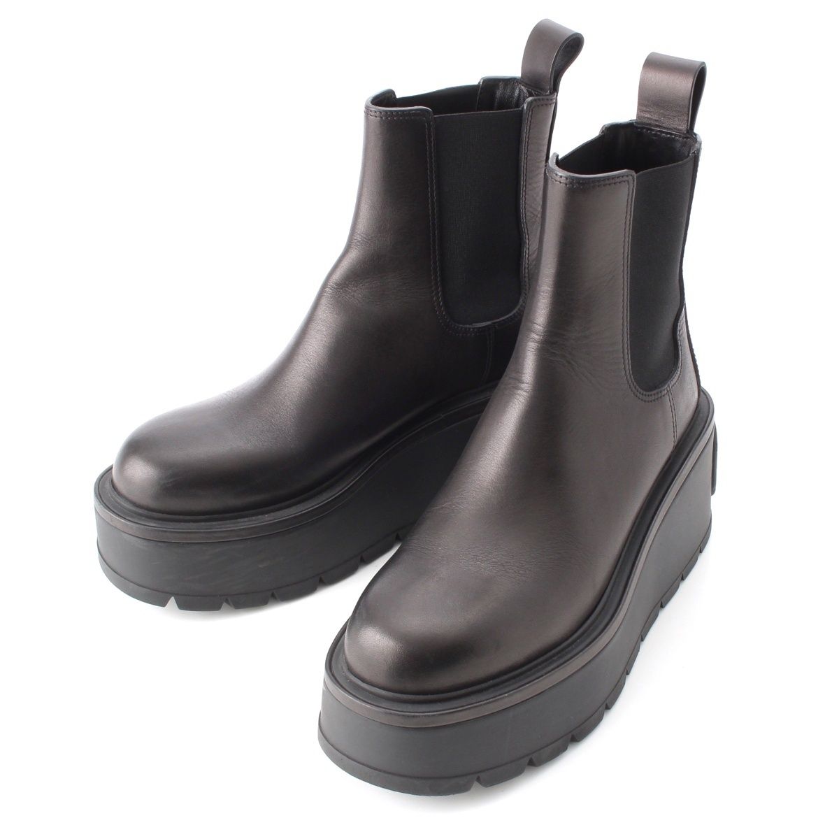 ヴァレンティノ ノガラヴァーニ レザー ロゴ サイドゴア ブーツ ブラック 37