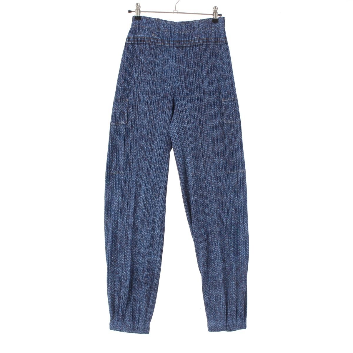 プリーツプリーズ イッセイミヤケ デニム転写 イージー パンツ ボトムス PP 94-JF 575 インディゴ 2
