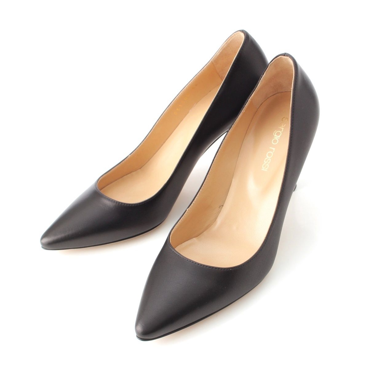 セルジオロッシ レザー ポインテッドトゥ ヒール パンプス シューズ