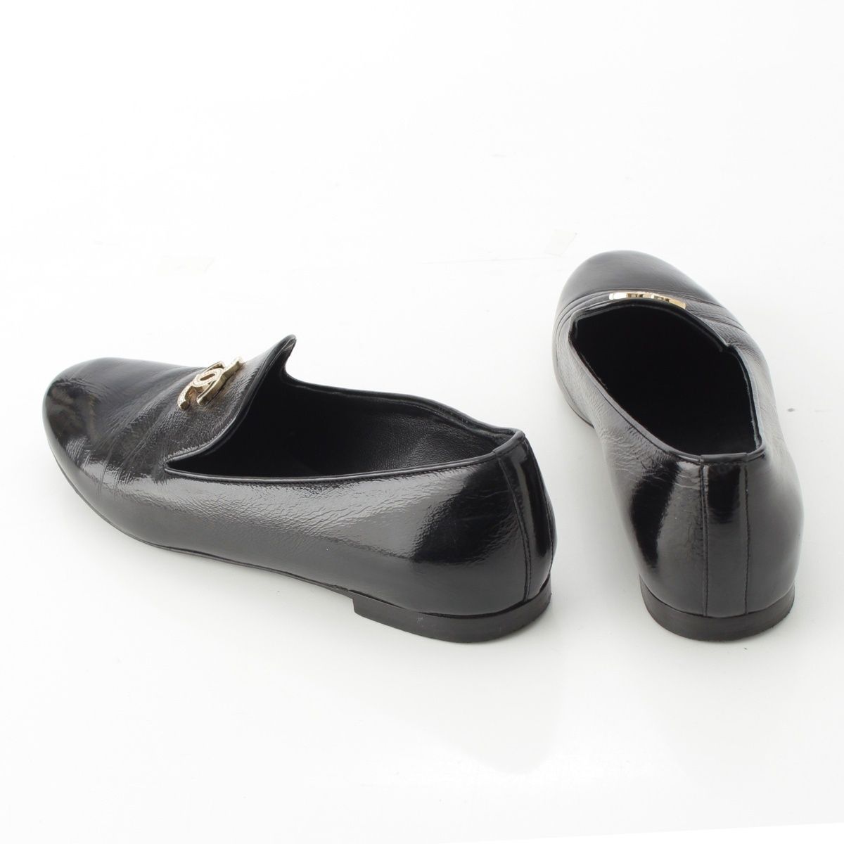 シャネル パテント ココマーク フラット ローファー シューズ G33948