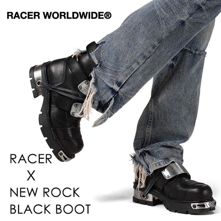 25 FW Collection Racer World wide コラボ ROCK カウレザーブーツ 牛皮 本革 26 cm 26.5 27.5