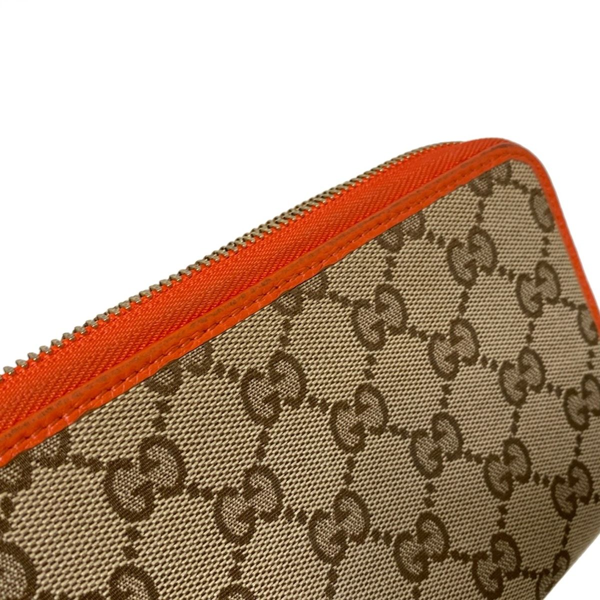 GUCCI(グッチ) 長財布 GG柄 363423 ベージュ×ダークブラウン×オレンジ