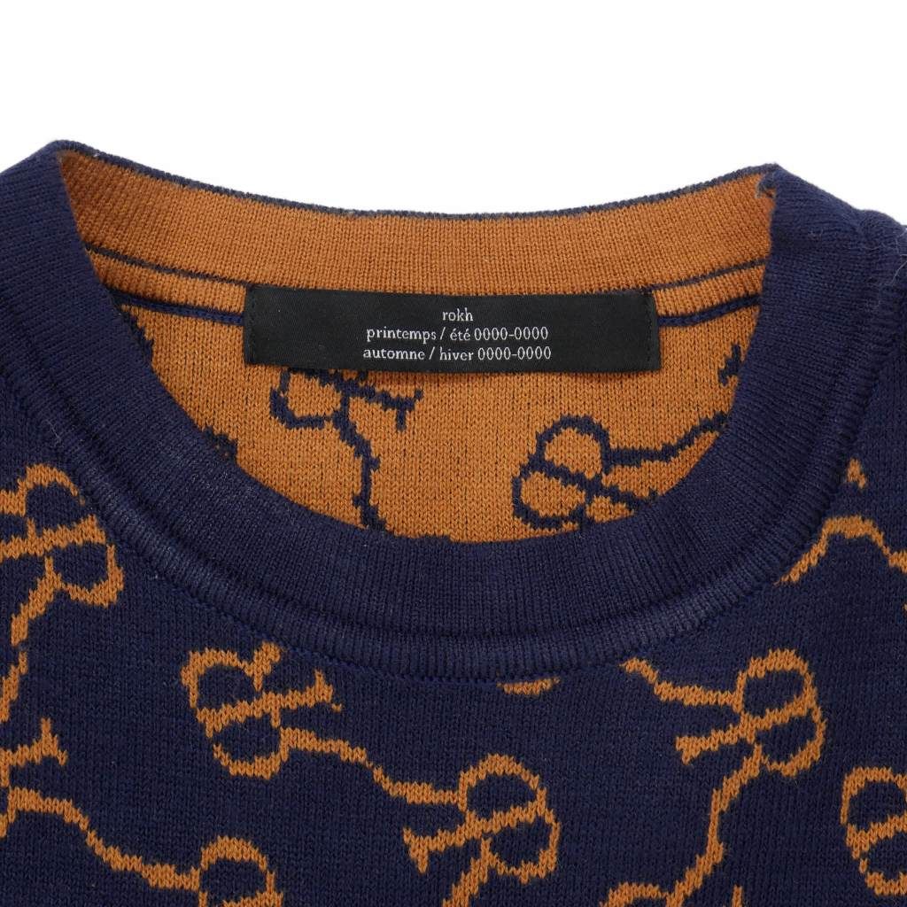 ロク ロック rokh モノグラム ロゴ 総柄 ニット セーター XS 紺  