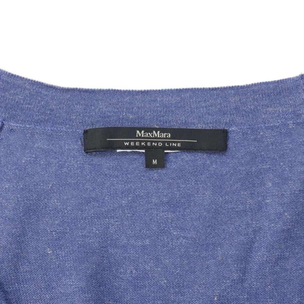マックスマーラ ウィークエンドライン MAX MARA WEEKEND LINE Vネック 七分袖 ニットカーディガン ショート丈 M 青 ブルー