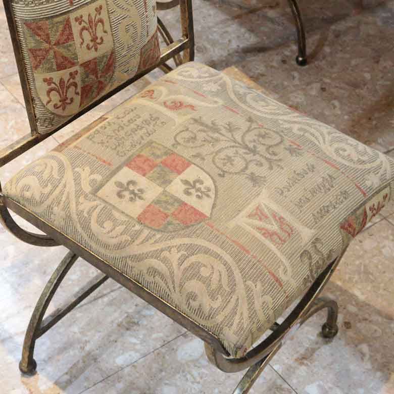 英国ヴィンテージ アイアンフレーム チェア 2脚セット ゴブラン織