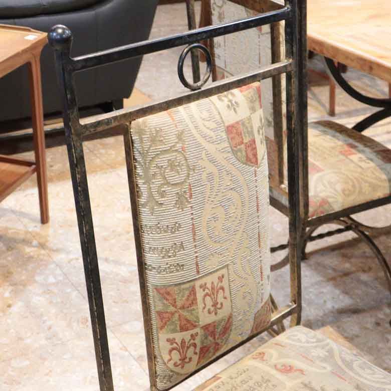英国ヴィンテージ アイアンフレーム チェア 2脚セット ゴブラン織