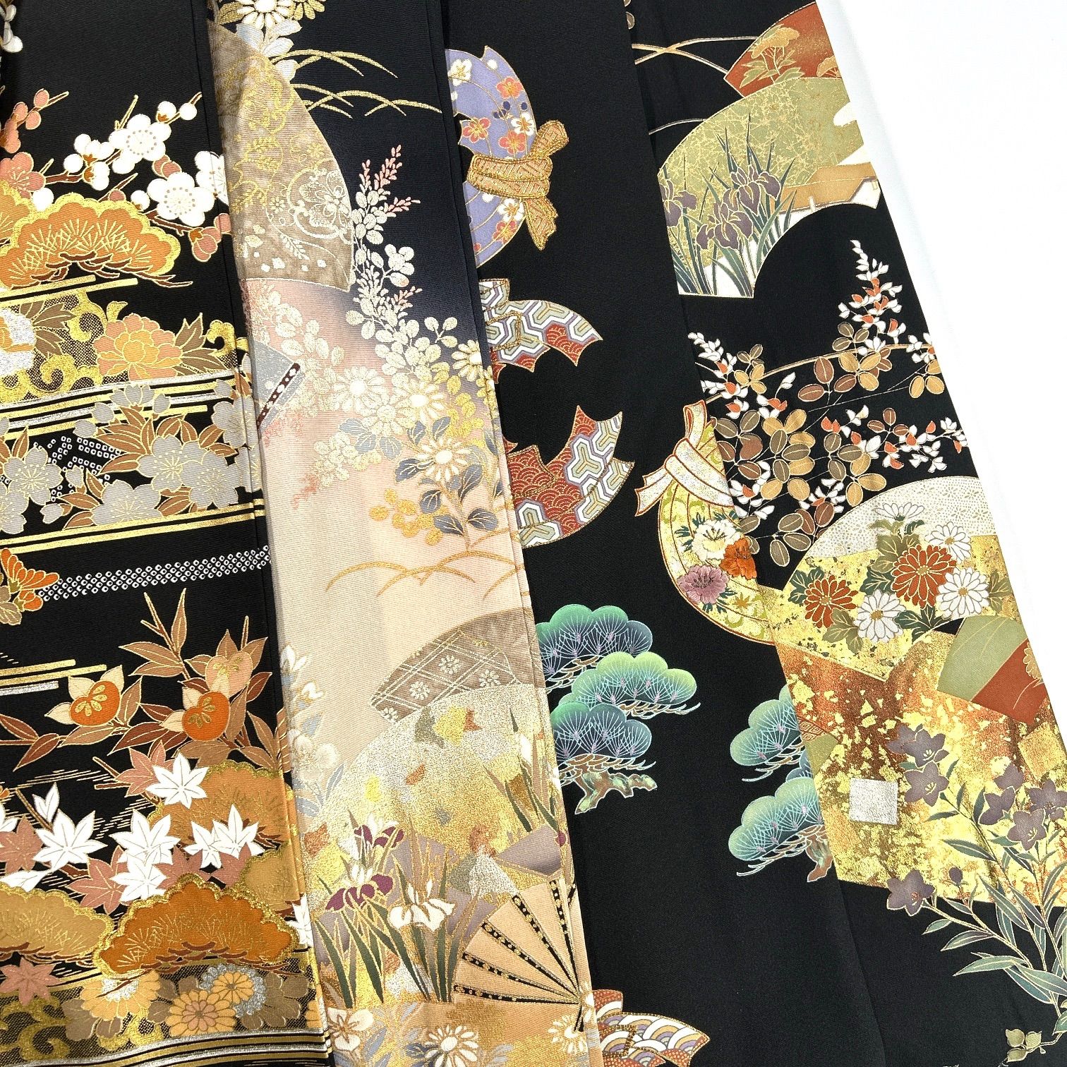 黒留袖 正絹 着物まとめ売り 同梱 リメイク用 着付け練習用 A 130